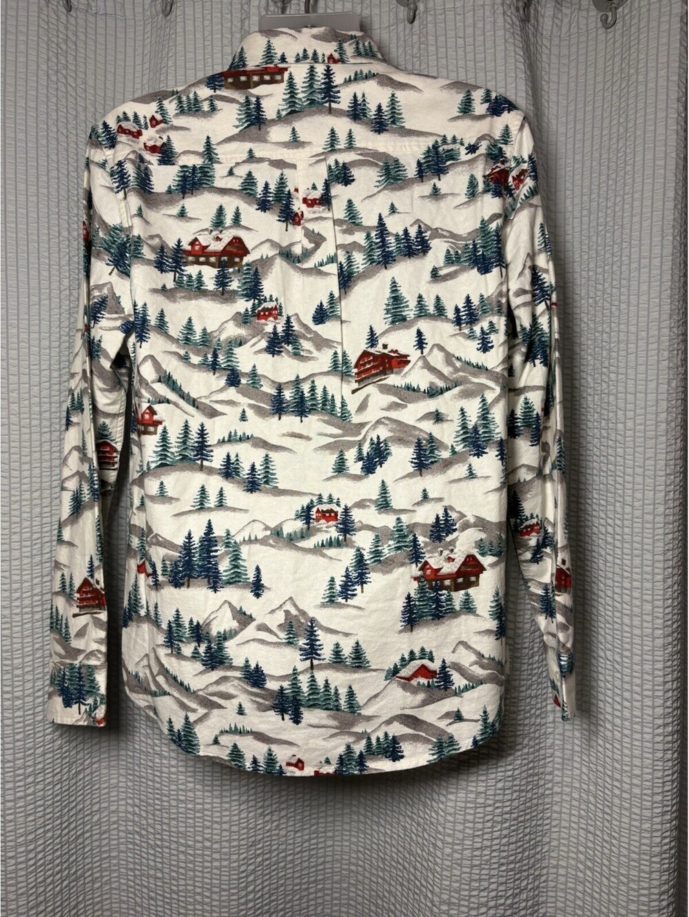 Goodfellow & Co Button Up Shirt Festive Winter Ski Lodge Mountain Landscape MED - Picture 3 of 10